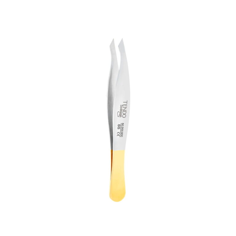 Angled and curved tweezers for eyebrow shaping Tendo® Solingen Gold Line