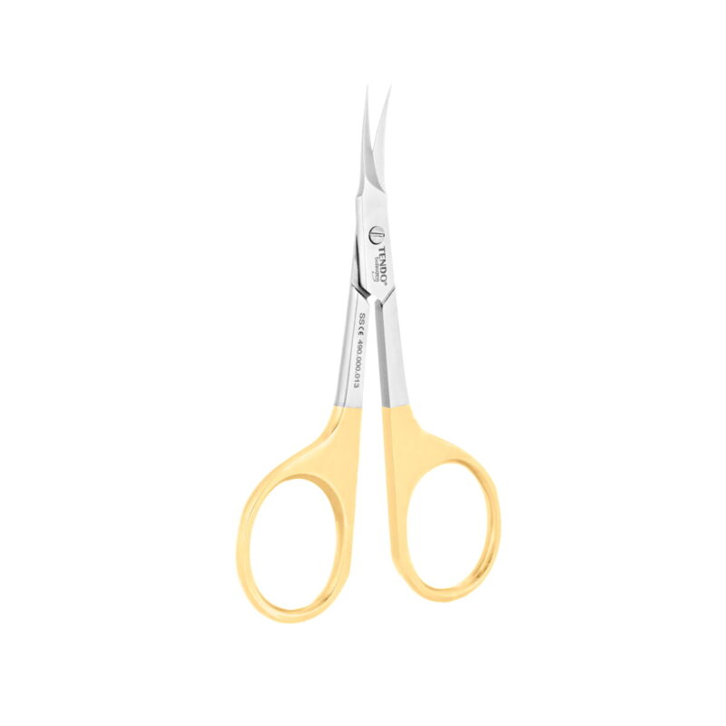 Tendo® Solingen nail cuticle scissors, narrow, curved, Gold Line